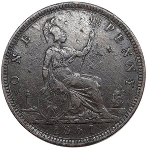 obverse: GRAN BRETAGNA, Victoria queen, Penny 1861