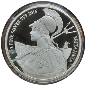 obverse: GRAN BRETAGNA,Britannia, Elizabeth II, 10 Pounds 2015 Proof (5 once argento 999)