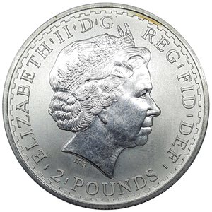 reverse: GRAN BRETAGNA,Britannia, Elizabeth II, 2 Pounds 1998 (1oncia argento 999)