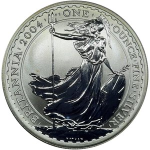 obverse: GRAN BRETAGNA,Britannia, Elizabeth II, 2 Pounds 2004 (1oncia argento 999)