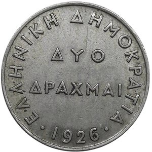 obverse: GRECIA , 2 dracme 1926 SPL++
