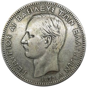 obverse: GRECIA , 5 dracme argento  1874 