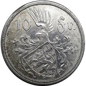 reverse: LUSSEMBURGO , 10 francs argento 1929