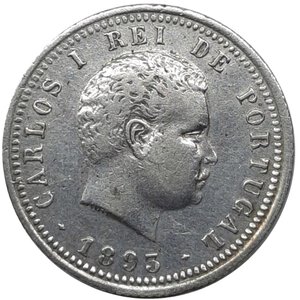 reverse: PORTOGALLO , Carlos I , 100 reis argento 1893 