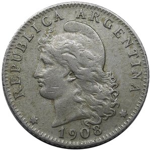 obverse: ARGENTINA , 20 centavos 1908