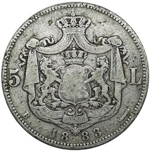 obverse: ROMANIA , Carol I , 5 Lei argento 1883