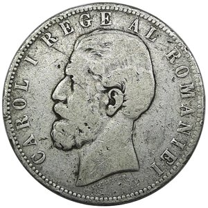 reverse: ROMANIA , Carol I , 5 Lei argento 1883