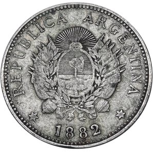 reverse: ARGENTINA , 20 centavos argento 1882