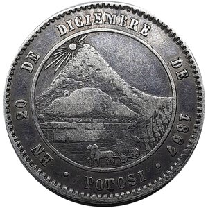 reverse: BOLIVIA , Potosi 1/2 melgarejo argento 1867 