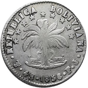 reverse: BOLIVIA ,4 soles argento  1856