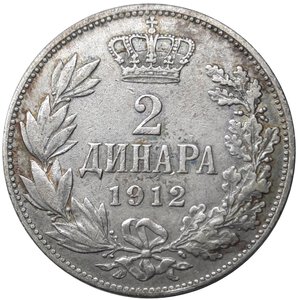 obverse: SERBIA, 2 Dinari argento 1912