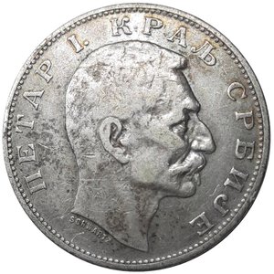 reverse: SERBIA, 2 Dinari argento 1912