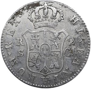 obverse: SPAGNA , Siviglia, Ferdinando VII 2 Reales argento  1820