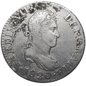 reverse: SPAGNA , Siviglia, Ferdinando VII 2 Reales argento  1820