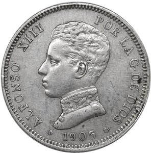 obverse: SPAGNA , Alfonso XIII, 2 Pesetas argento 1905