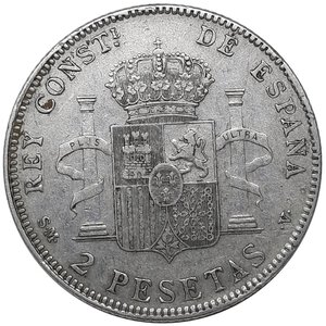 reverse: SPAGNA , Alfonso XIII, 2 Pesetas argento 1905