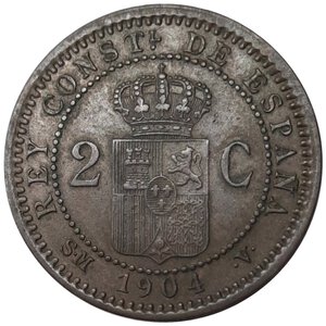 obverse: SPAGNA , Alfonso XIII, 2 Centimos 1904