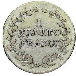 obverse: SVIZZERA CANTONALI, Canton Ticino, quarto di franco  1835 