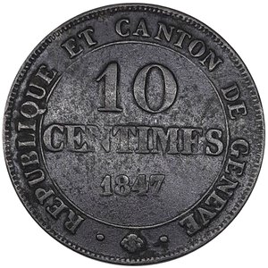reverse: SVIZZERA CANTONALI, Ginevra ,10 centesimi 1847
