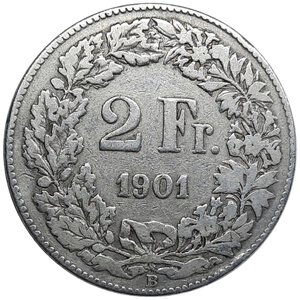 obverse: SVIZZERA  2 francs argento 1901 RARA