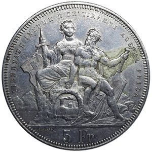 reverse: SVIZZERA CANTONALI,Tiri Federali  ,Lugano, 5 francs 1883 RARO