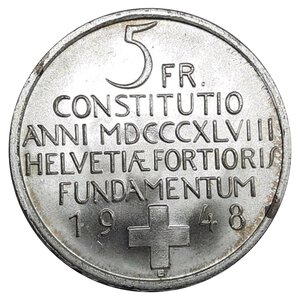 obverse: SVIZZERA  ,5 francs argento 1948