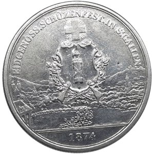 reverse: SVIZZERA CANTONALI,Tiri Federali  ,St.Gallen , 5 francs 1874 RARO