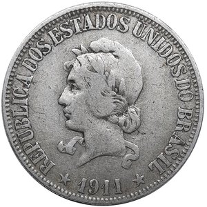 reverse: BRASILE, 1000 reis argento 1911
