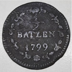 obverse: SVIZZERA ,repubblica , 1/2  batzen 1799 