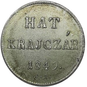 reverse: UNGHERIA , 6 krajczar 1849