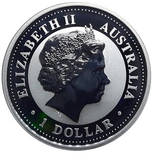 obverse: AUSTRALIA, dollaro argento Serie Lunar GALLO 2005 , 1 oncia arg.999
