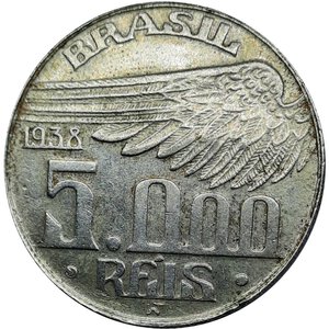 obverse: BRASILE, 5000 reis argento 1938