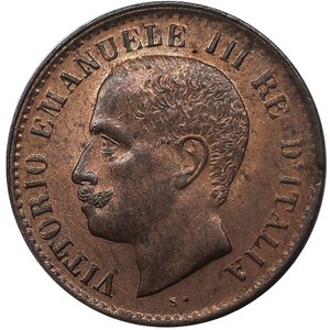 reverse: Vittorio Emanuele III ,1 centesimo Valore 1908  ,1 Ribattuto , FDC ROSSO