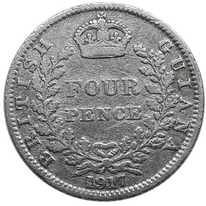 obverse: BRITISH GUYANA, George V,  4 pence argento  1917