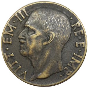 reverse: Vittorio Emanuele III , 10 centesimi impero 1942 , Evidente Frattura di conio
