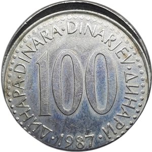 obverse: Yugoslavia ,100 dinara 1987  DECENTRATA