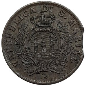 reverse: San Marino,  5 Centesimi 1935 Tranciatura Del Tondello