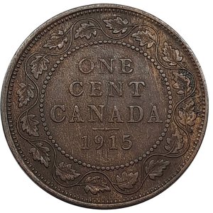 reverse: CANADA, George V ,  1 cent 1915