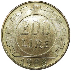 obverse: Repubblica Italiana , 200 lire 1998 Decentrata 