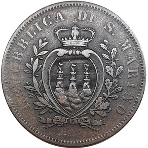 reverse: SAN MARINO, 10 centesimi 1875 