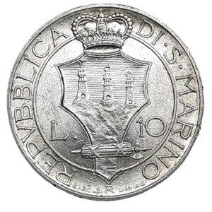 obverse: SAN MARINO, 10 lire argento  1932