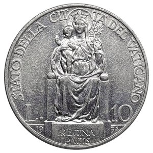 obverse: CITTA  DEL VATICANO,Pio XII, 10 lire argento 1934