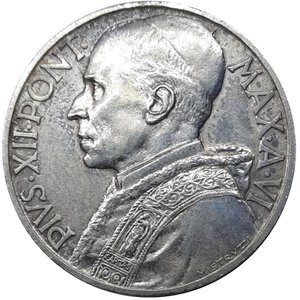 reverse: CITTA  DEL VATICANO,Pio XI, 10 lire argento 1944 RARA