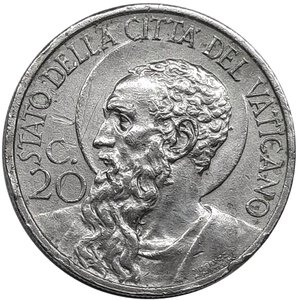 obverse: CITTA  DEL VATICANO,Pio XI , 20 centesimi 1935 RARA