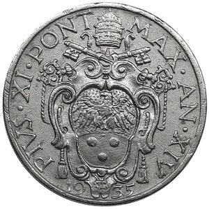 reverse: CITTA  DEL VATICANO,Pio XI , 20 centesimi 1935 RARA