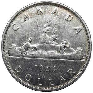 reverse: CANADA, Elizabeth II ,  1 Dollar argento 1954