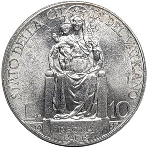 obverse: CITTA  DEL VATICANO,Pio XI, 10 lire argento 1937