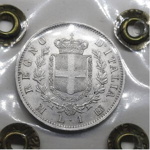 obverse: Regno d Italia, Vittorio Emanuele II , 1 Lira argento 1867 Milano Perizia SPL