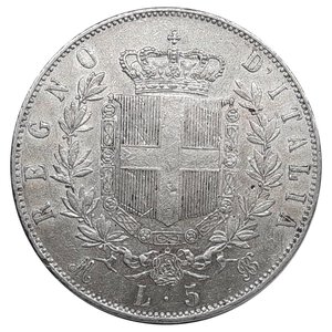 obverse: Regno d Italia, Vittorio Emanuele II , 5 Lire argento 1870 Milano Eccellente BB/SPL
