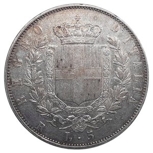 obverse: Regno d Italia, Vittorio Emanuele II , 5 Lire argento 1870 Roma  RARA Eccellente BB+